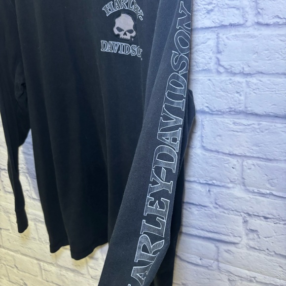 Harley Davidson Shirt Willie G Embroidered Black Skull Motorcycle Long Sleeve XL - Picture 6 of 13